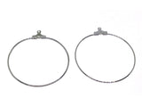 Brass Hoop Earrings 40mm Thickness:0.6mm Round Silver Color (Pack of 10 Pieces) For Jewellery Making [ac-jwlsupp-00033-m12]