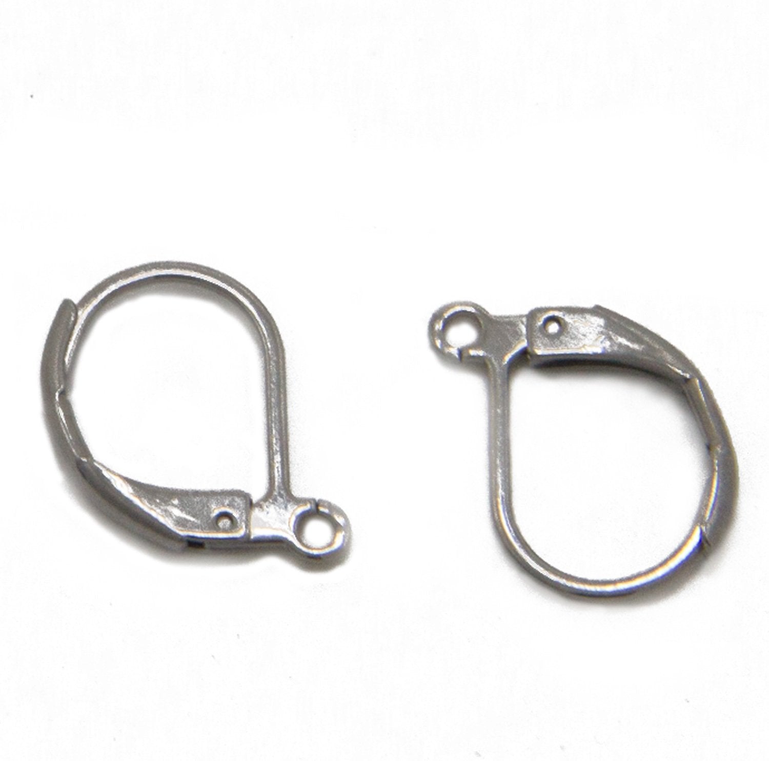 Lever Back Tarnish Resistant 304-Stainless Steel Earring Hooks 15x10mm Curved Silver Color (10 Pieces) For Jewellery Making [ac-jwlsupp-00034-m5]