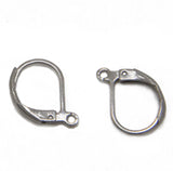 Lever Back Tarnish Resistant 304-Stainless Steel Earring Hooks 15x10mm Curved Silver Color (10 Pieces) For Jewellery Making [ac-jwlsupp-00034-m5]