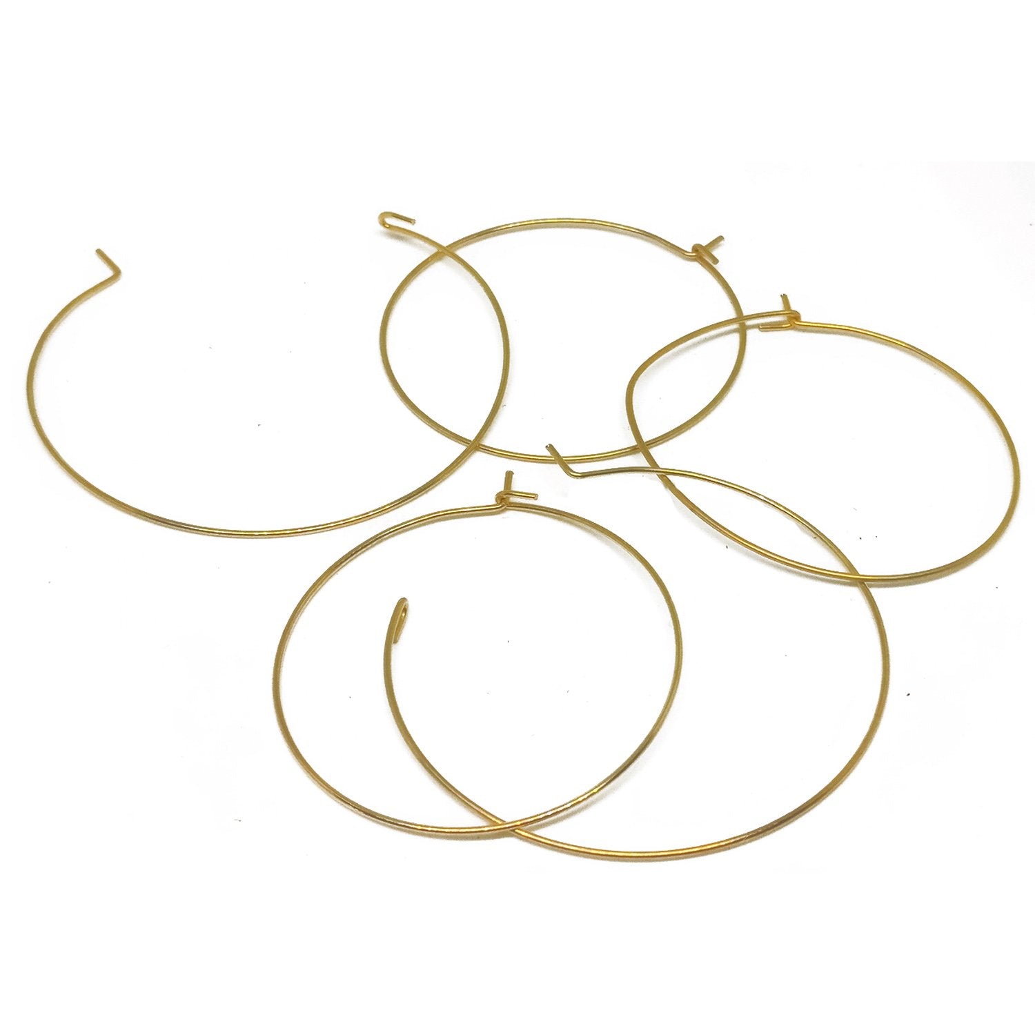 Tarnish Resistant 304-Stainless Steel Hoop Earrings 35mm Thickness:0.7mm Round Gold Color (10 Pieces) For Jewellery Making  [ac-jwlsupp-00034-m7]