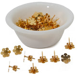 Jewellery Earring Making Stud Base (Pack of 30 Pieces) 13 MM Flat Round Flower Gold Color [10 Gm Wt] For Jewellery Making [ac-jwlsupp-00035-m4]