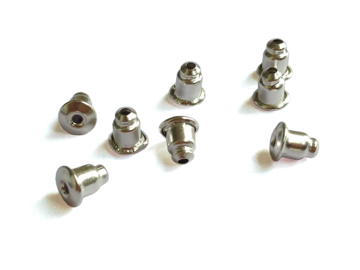 Jewelry Brass Earring Stoppers 6x5mm Cone Silver Color (Pack of 20 pieces) For Jewellery Making [ac-jwlsupp-00036-m3]
