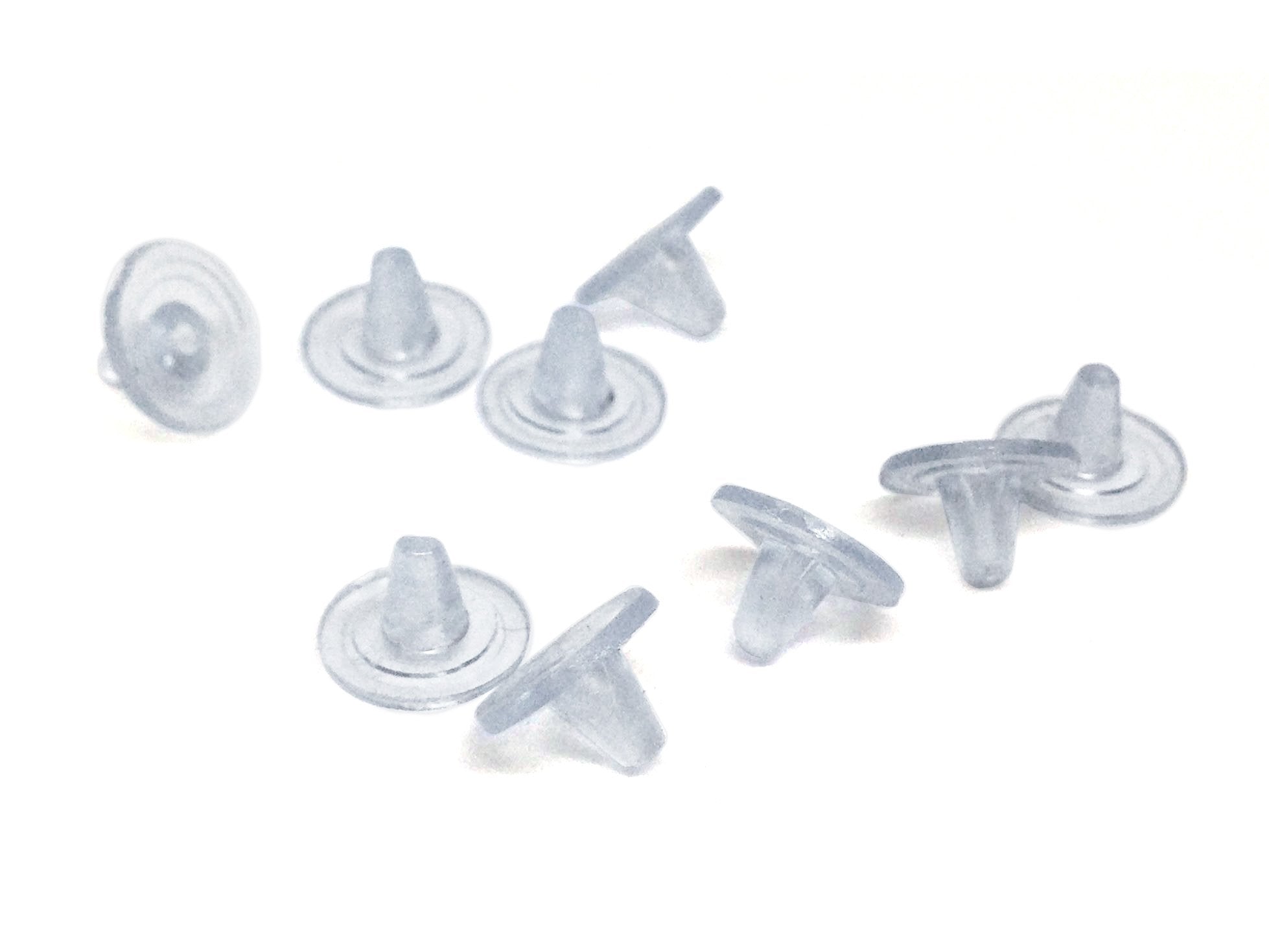 Rubber Plastic Earring Stoppers 8x5mm Cone Transparent Color (Pack of 10 grams, 140 stoppers approx) For Jewellery Making [ac-jwlsupp-00036-m7]