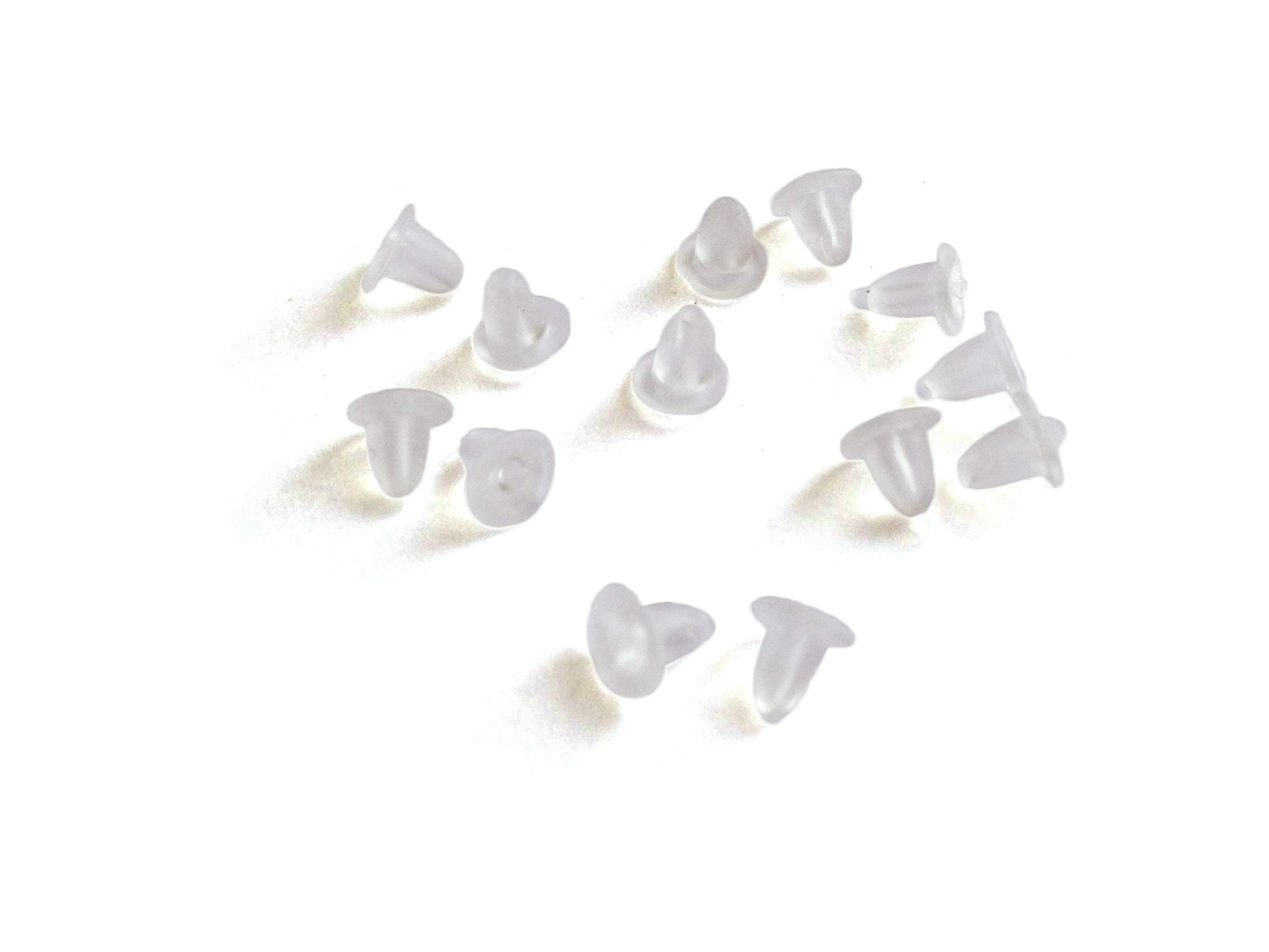 Tiny Plastic Earring Stoppers 6x4mm Cone Transparent White (Pack of 10 grams, 175 stoppers) For Jewellery Making [ac-jwlsupp-00036-m9]
