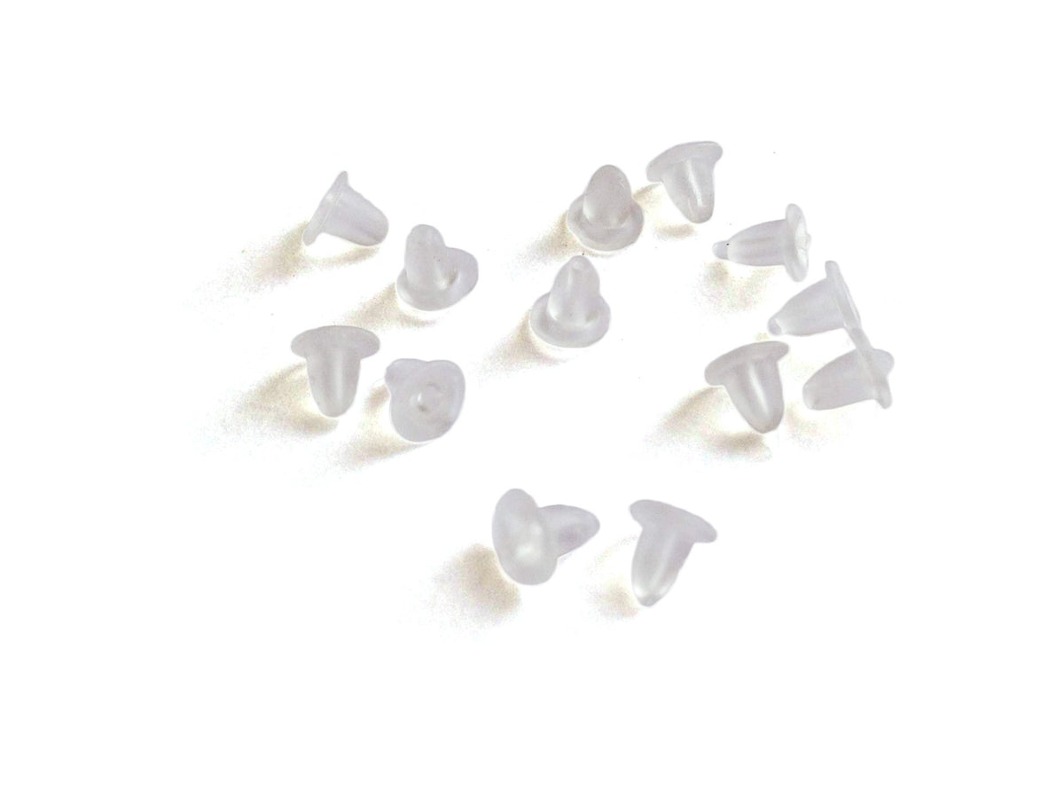 Tiny Plastic Earring Stoppers 6x4mm Cone Transparent White (Pack of 10 grams, 175 stoppers) For Jewellery Making [ac-jwlsupp-00036-m9]
