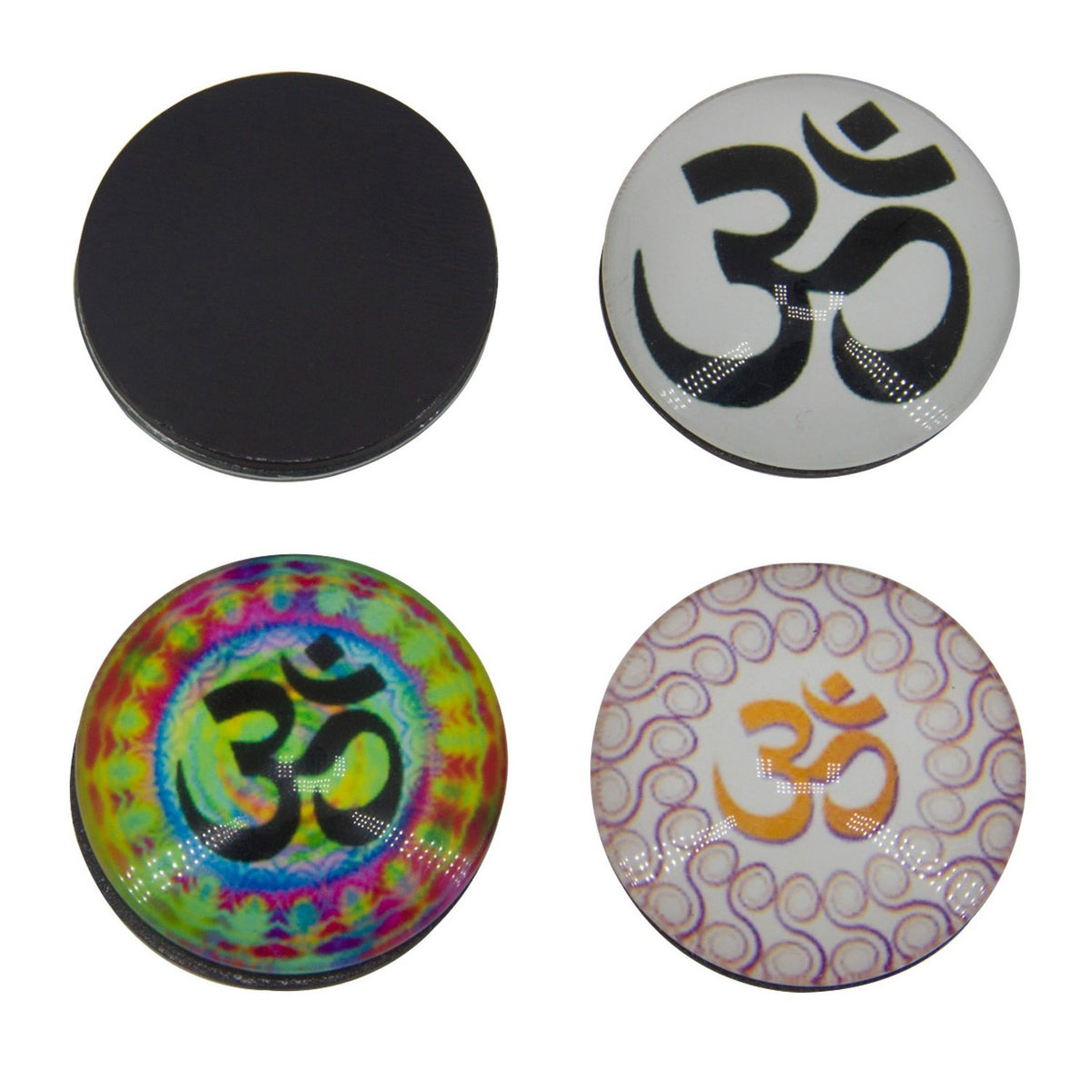 Glass Fridge Magnets Spritual OM Chakra Meditation Astro Pattern Assorted Print 4cm Round Multicolor (Sold as 1 piece) [OM Print] [ac-lfstylnaccs-00003-m1-om]