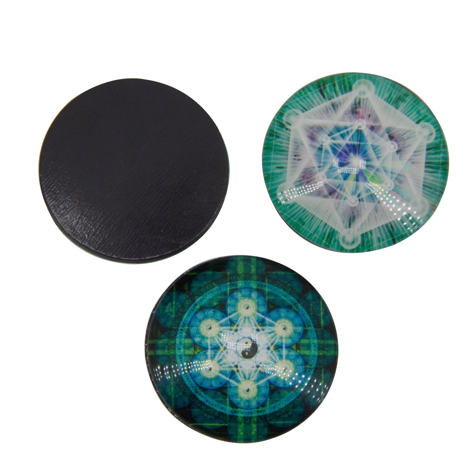 Glass Fridge Magnets Spritual OM Chakra Meditation Astro Pattern Assorted Print 4cm Round Multicolor (Sold as 1 piece) [Chakra Astro Meditation Print] [ac-lfstylnaccs-00003-m2-chkra]