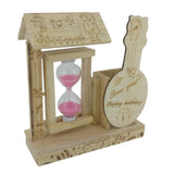 Wooden Pen Stand With Hour Glass Sand Timer Clock [40 Seconds] [ac-lfstylnaccs-00010-m1]