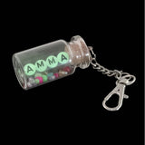 Glow In The Dark Personalized Name Customized Keychains Glass Wish Bottle Multicolor Seed Beads [ac-lfstylnaccs-00012-m12]