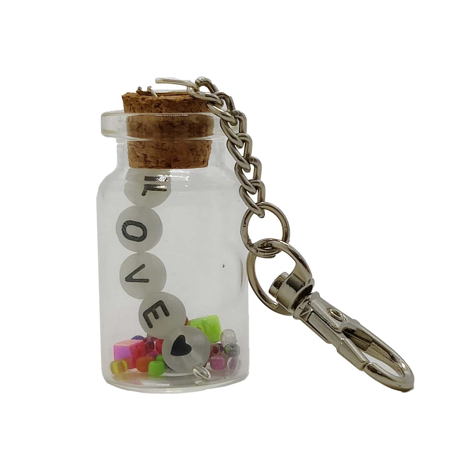 Glow In The Dark Personalized Name Customized Keychains Glass Wish Bottle Multicolor Seed Beads [ac-lfstylnaccs-00012-m12]