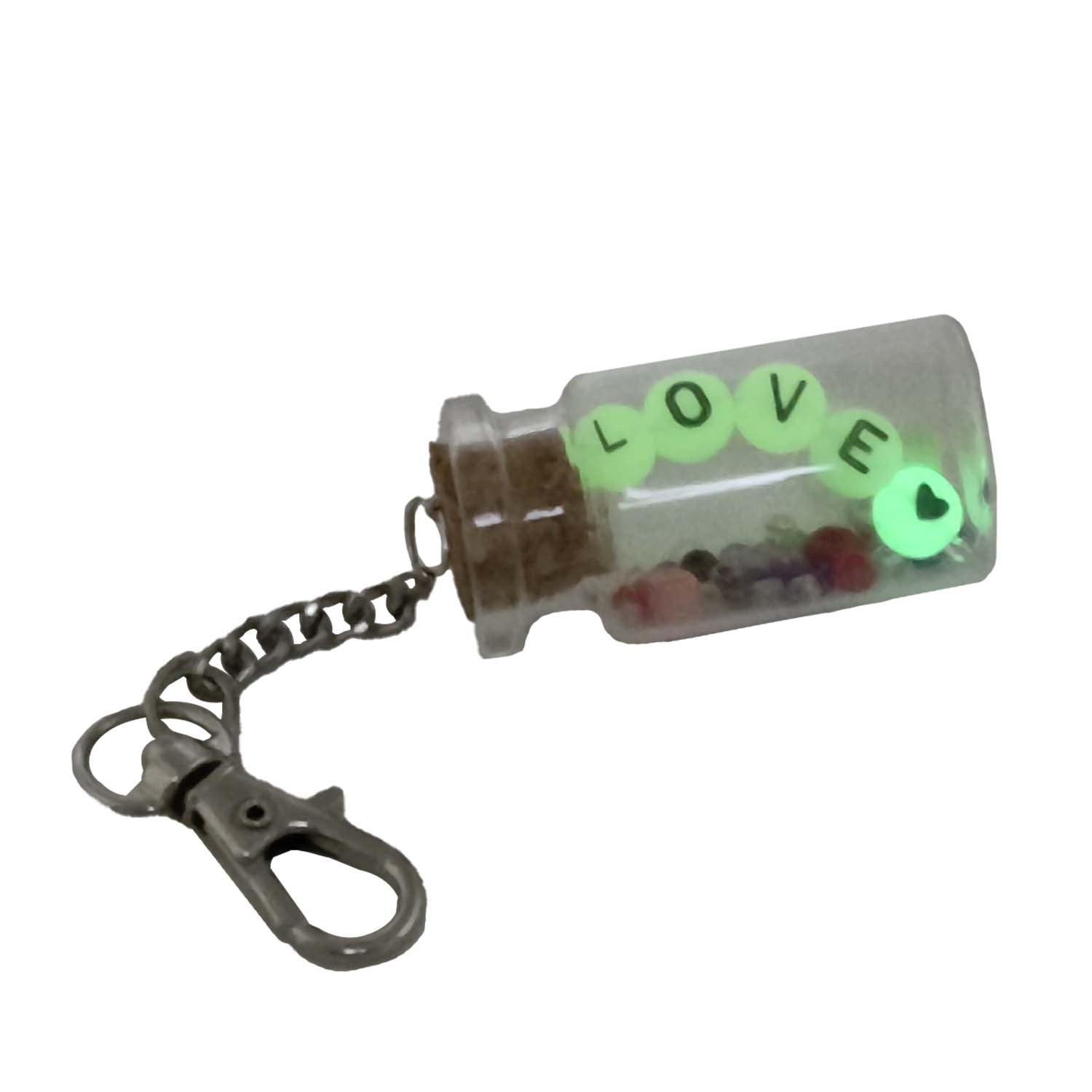 Glow In The Dark Personalized Name Customized Keychains Glass Wish Bottle Multicolor Seed Beads [ac-lfstylnaccs-00012-m12]