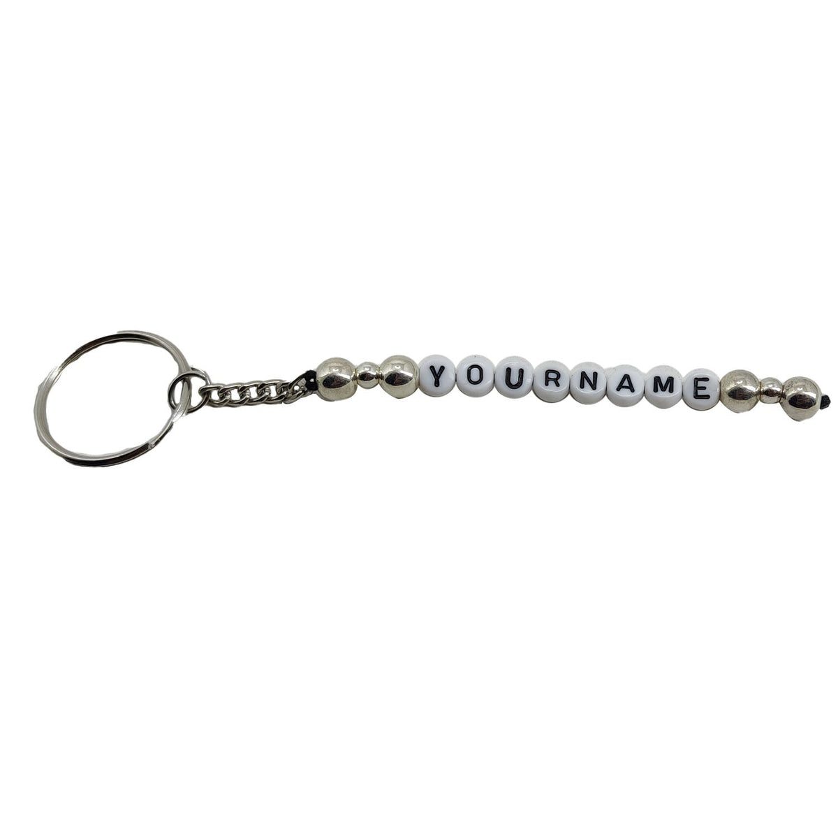 Personalized Name Customized Keychains White [ac-lfstylnaccs-00012-m4]
