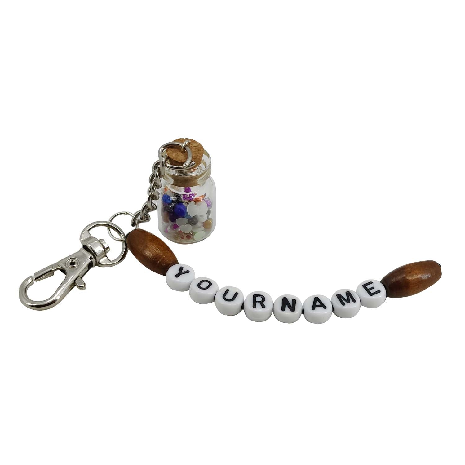 Glow In The Dark Personalized Name Customized Keychains Glass Wish Bottle Multicolor
