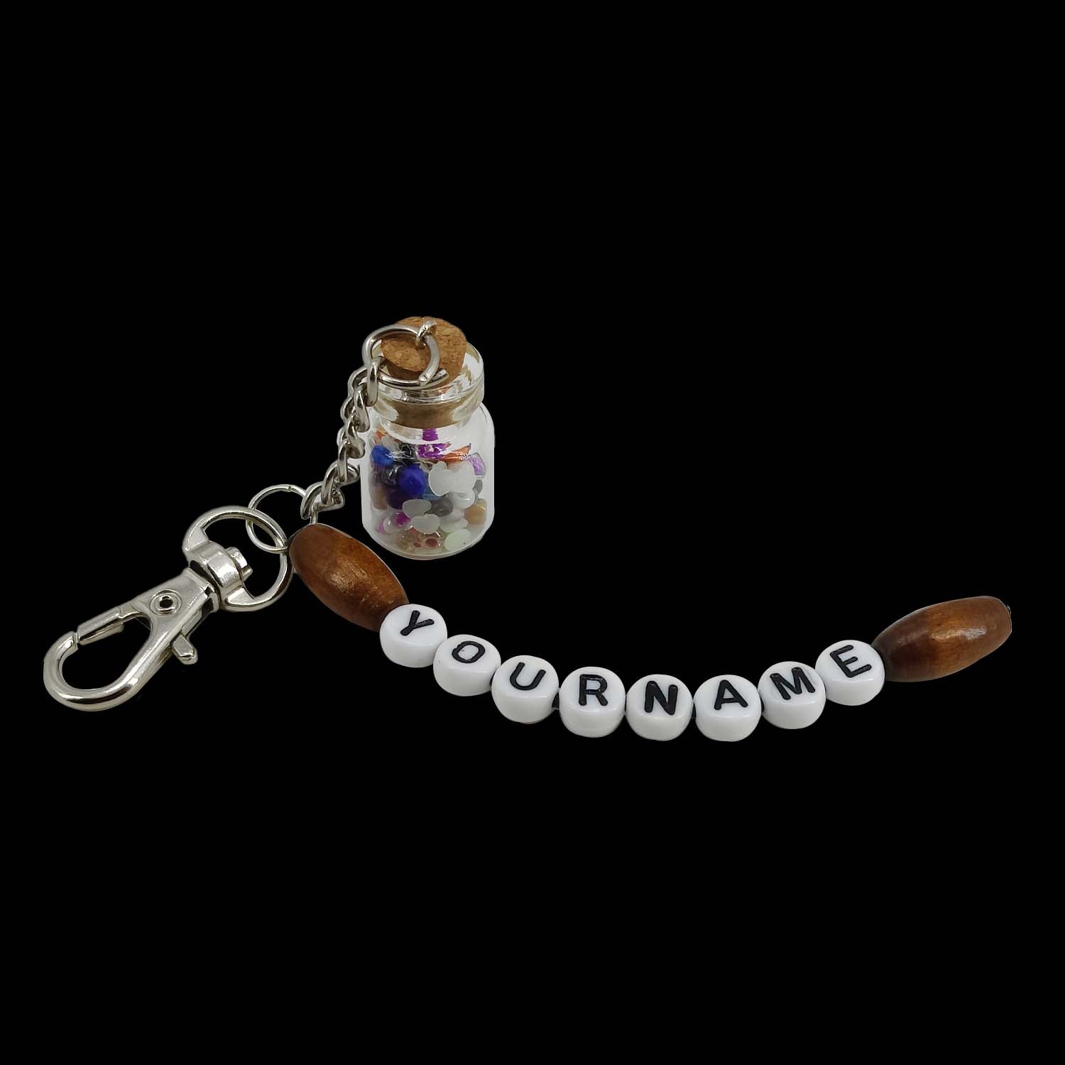 Glow In The Dark Personalized Name Customized Keychains Glass Wish Bottle Multicolor