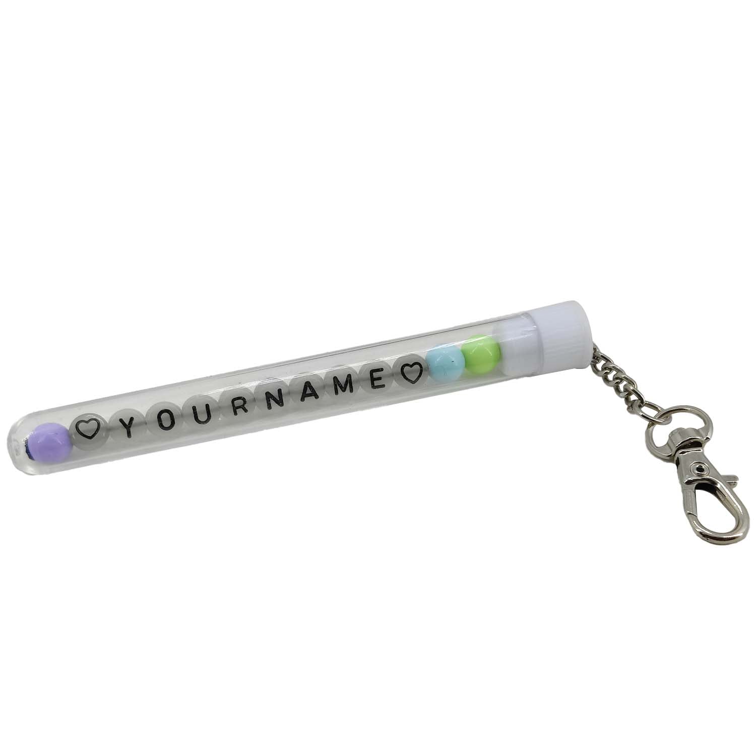 Glow In The Dark Personalized Name Customized Keychains Multicolor In Plastic Vial [ac-lfstylnaccs-00012-m8]