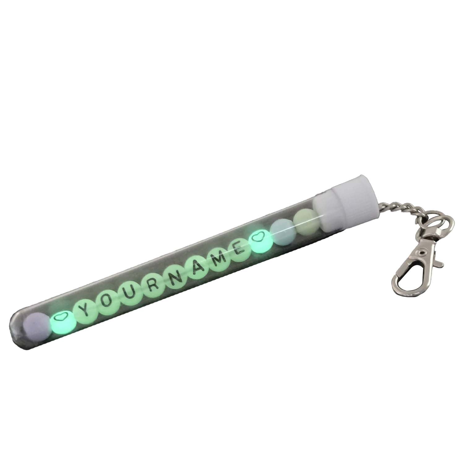 Glow In The Dark Personalized Name Customized Keychains Multicolor In Plastic Vial [ac-lfstylnaccs-00012-m8]