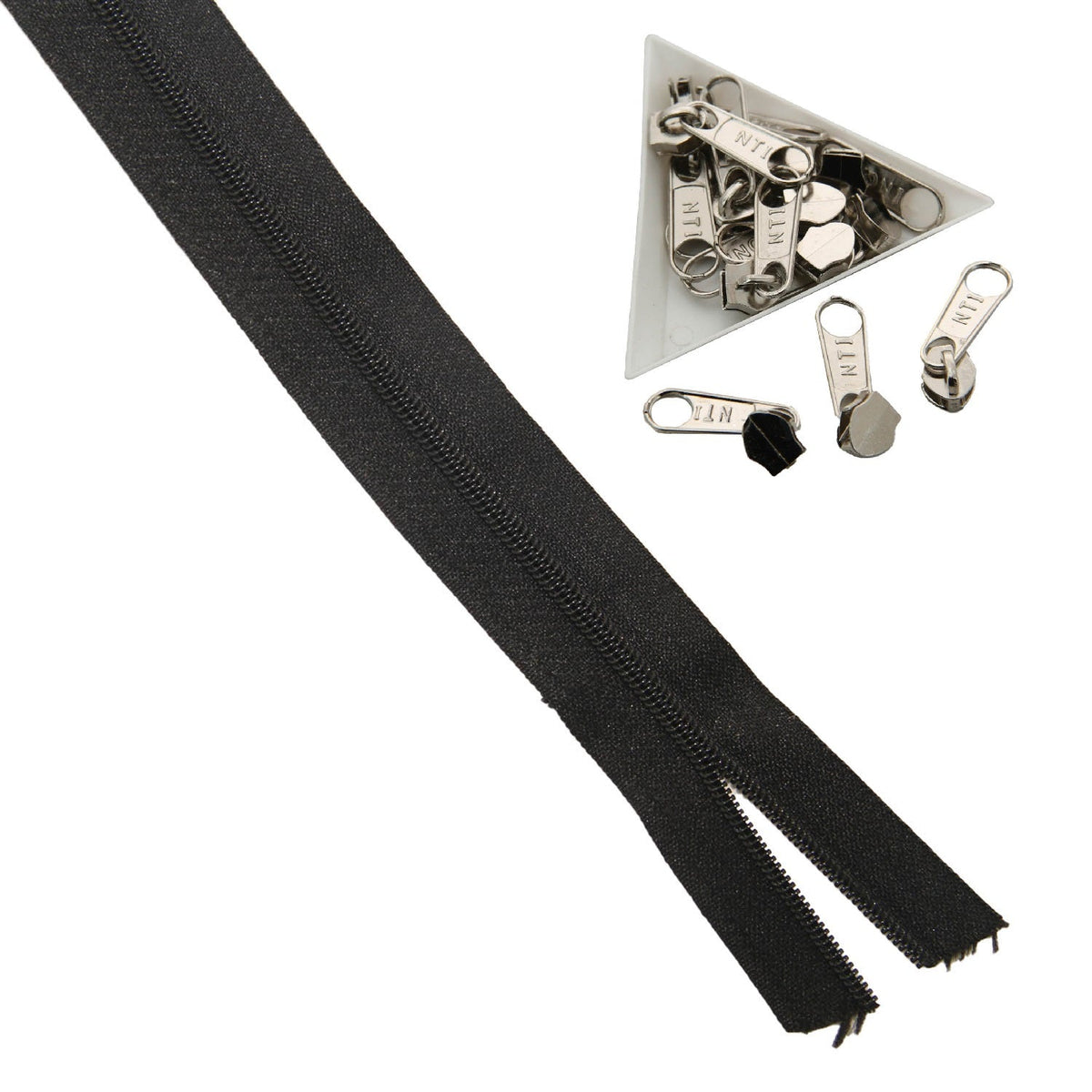 Size 5 Nylon Sewing Zippers 1.38 Inch (2 Meters) With Steel Runners (10 Pieces) Black For Making Bags And Zip Accessories Utilities [ac-sewsupp-00002-combo8]