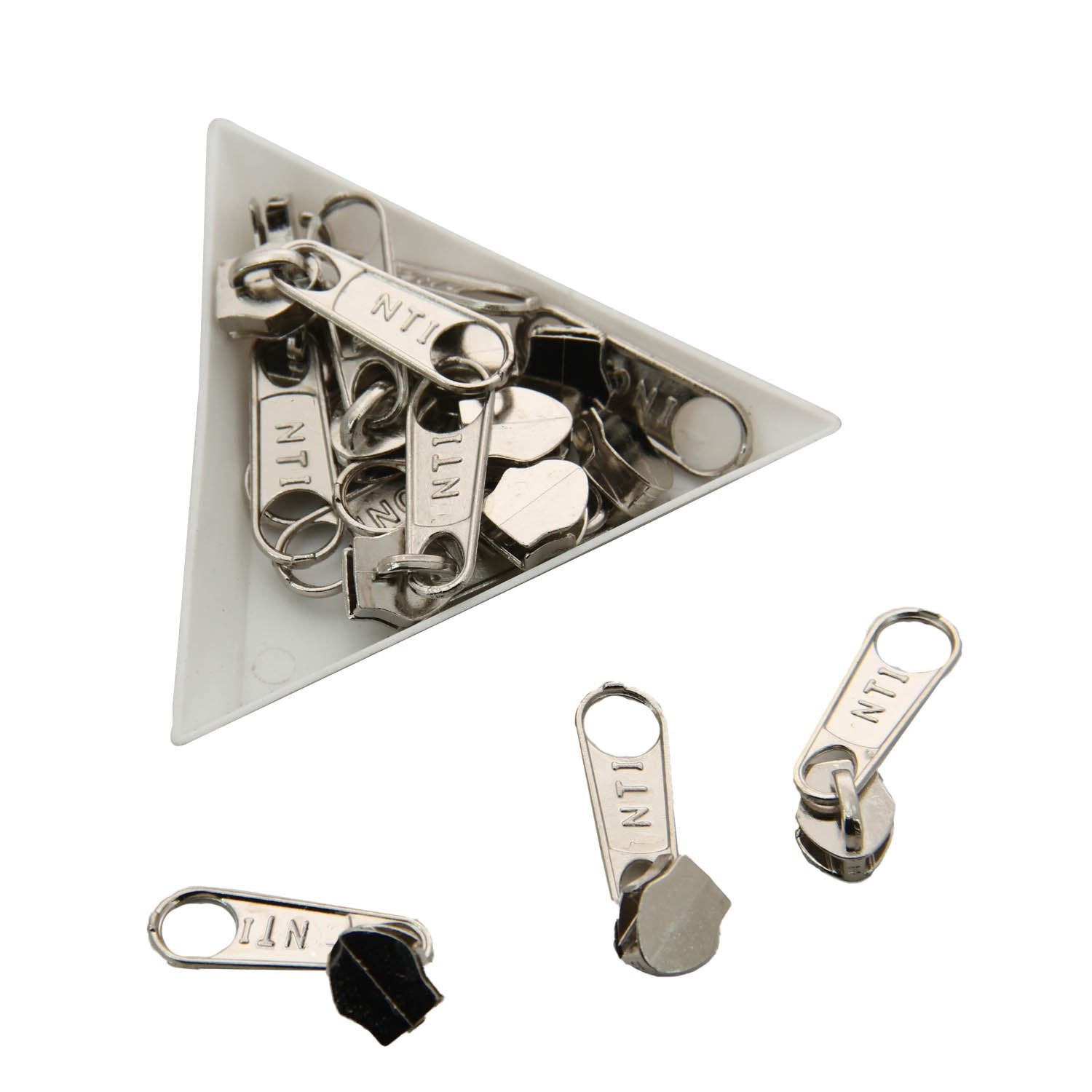 Black With White Nylon Sewing Zippers (2 Meters) Size 1.38 Inch No:5 / 35 MM and 10 Pieces Steel Zip Pulls Runners Fasteners For Bags And Accessories [ac-sewsupp-00004-combo15]