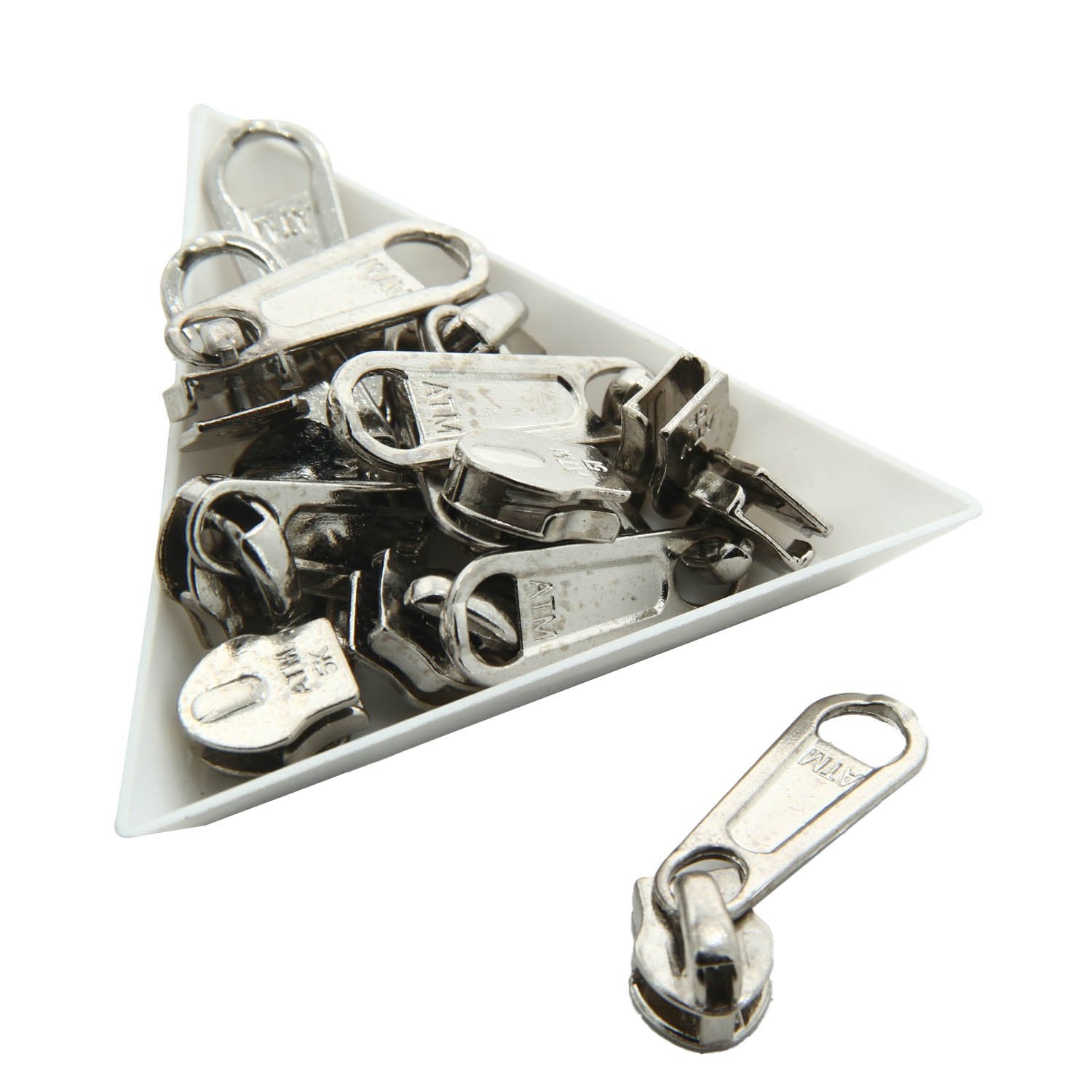 Steel Zip Slide Runners Size 5 (Pack of 10 pieces) Sewing Zipper Fasteners Pullers 29x9.5x1 MM [ac-sewsupp-00004-m6]