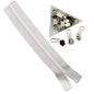 White Nylon Sewing Zippers (2 Meters) Size 1 Inch No:3 / 25 MM and 10 Pieces Steel Zip Pulls Runners Fasteners For Making Bags [ac-sewsupp-00004-combo2]