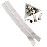 White Nylon Sewing Zippers (2 Meters) Size 1 Inch No:3 / 25 MM and 10 Pieces Steel Zip Pulls Runners Fasteners For Making Bags [ac-sewsupp-00004-combo2]