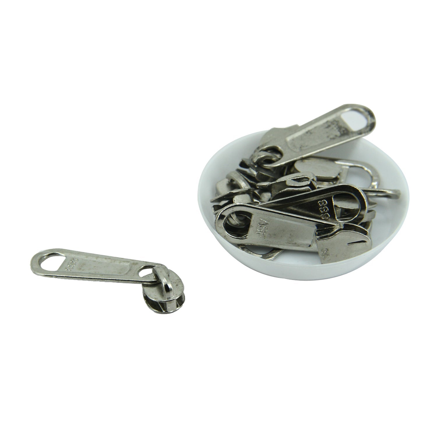Size 8 Steel Zip Slide Runners (10 Pieces) Zipper Fasteners Pullers For Bags Accessories Utilities [ac-sewsupp-00004-m15]