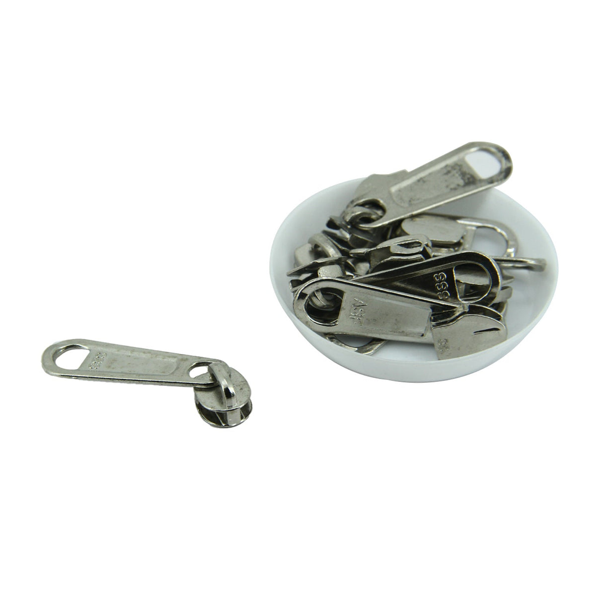 Size 8 Steel Zip Slide Runners (10 Pieces) Zipper Fasteners Pullers For Bags Accessories Utilities [ac-sewsupp-00004-m15]