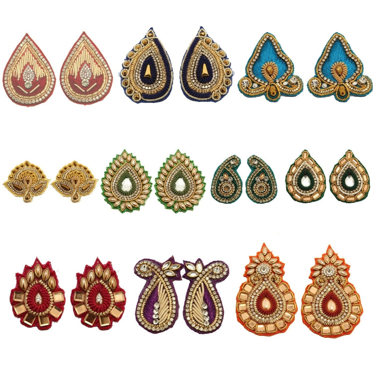 Embroidery Sew On Patches (10 Designs x 2 PCs, Random Color Sets) Decorative Appliques Motifs for Garments DIY Crafts Skirts Clothes Blouse Dress [ac-sewsupp-00009-assort-mix1]