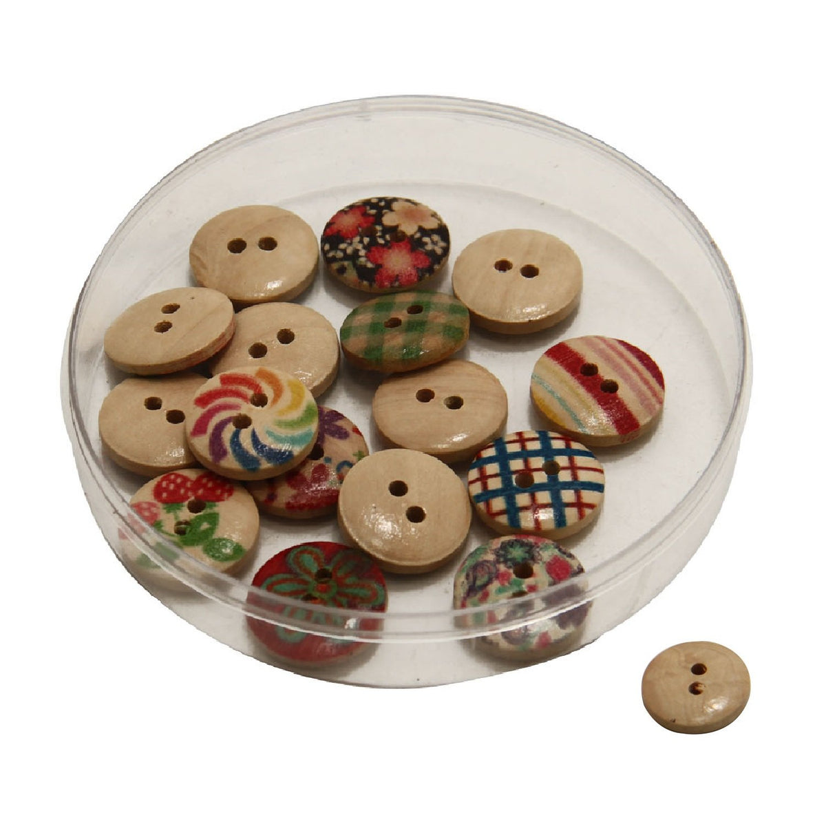 Vintage Wooden Buttons For Craft Scrapbooking Sewing 14.5mm Round Multi-Color (Pack of 25 pieces) [jefs-bttns-00112-m2]