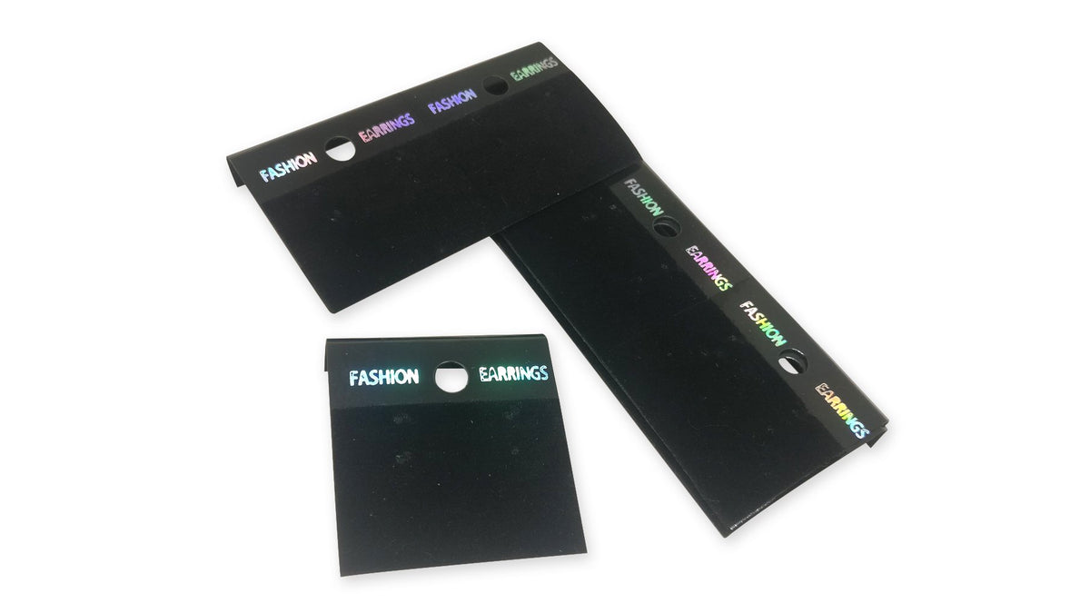 Plastic Earring Display Card Strips With Velvet 1.5inch (3.5 CM) Square Black (Pack of 50 pieces) [jefs-dispcrdtool-00001-m5]