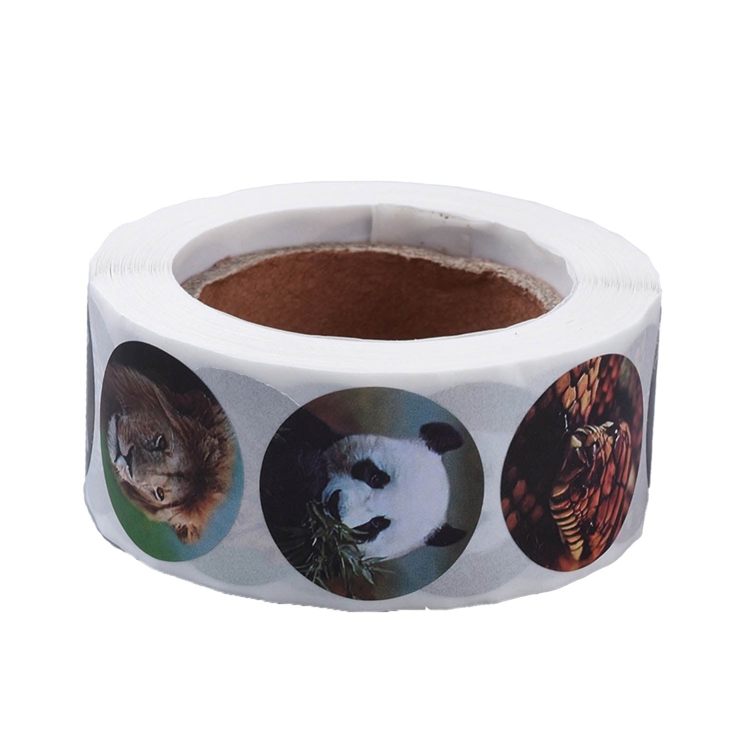 Paper Stickers 1 Inch / 2.5 CM (1 Roll, 500 Stickers) Animal Theme Round Multicolor Gift Packing Tags