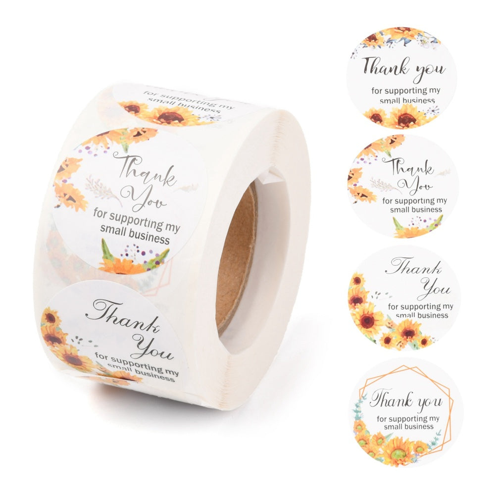 Paper Stickers 1.5 Inch / 3.75 CM (1 Roll, 500 Stickers) Thank You For Supporting My Small Business Printed Round Multicolor Gift Packing Tags [jefs-dispcrdtool-00007-m13]