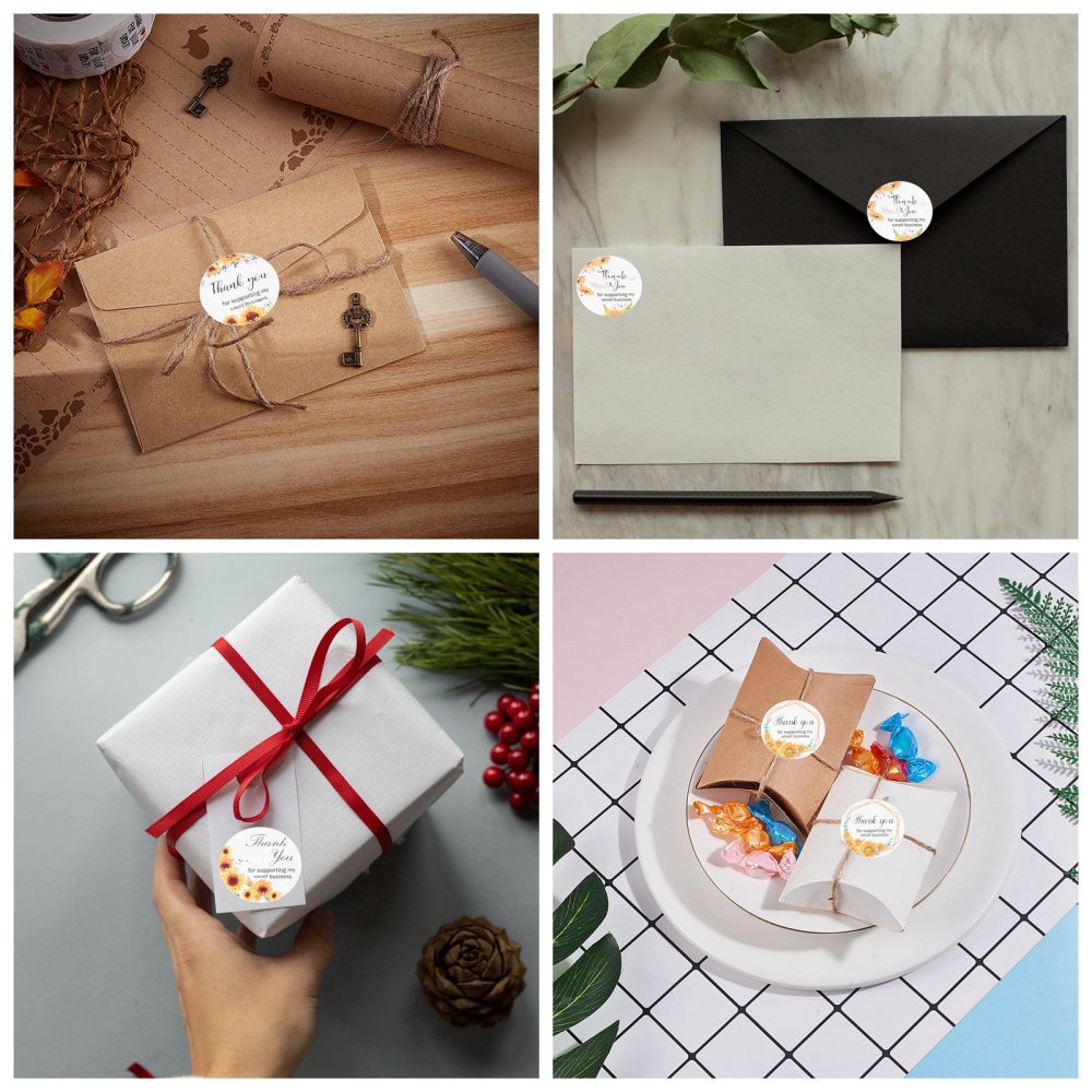Paper Stickers 1.5 Inch / 3.75 CM (1 Roll, 500 Stickers) Thank You For Supporting My Small Business Printed Round Multicolor Gift Packing Tags [jefs-dispcrdtool-00007-m13]