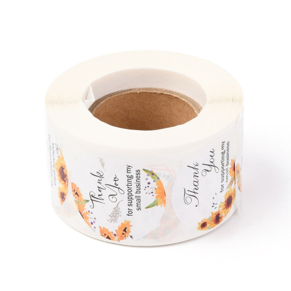 Paper Stickers 1.5 Inch / 3.75 CM (1 Roll, 500 Stickers) Thank You For Supporting My Small Business Printed Round Multicolor Gift Packing Tags [jefs-dispcrdtool-00007-m13]