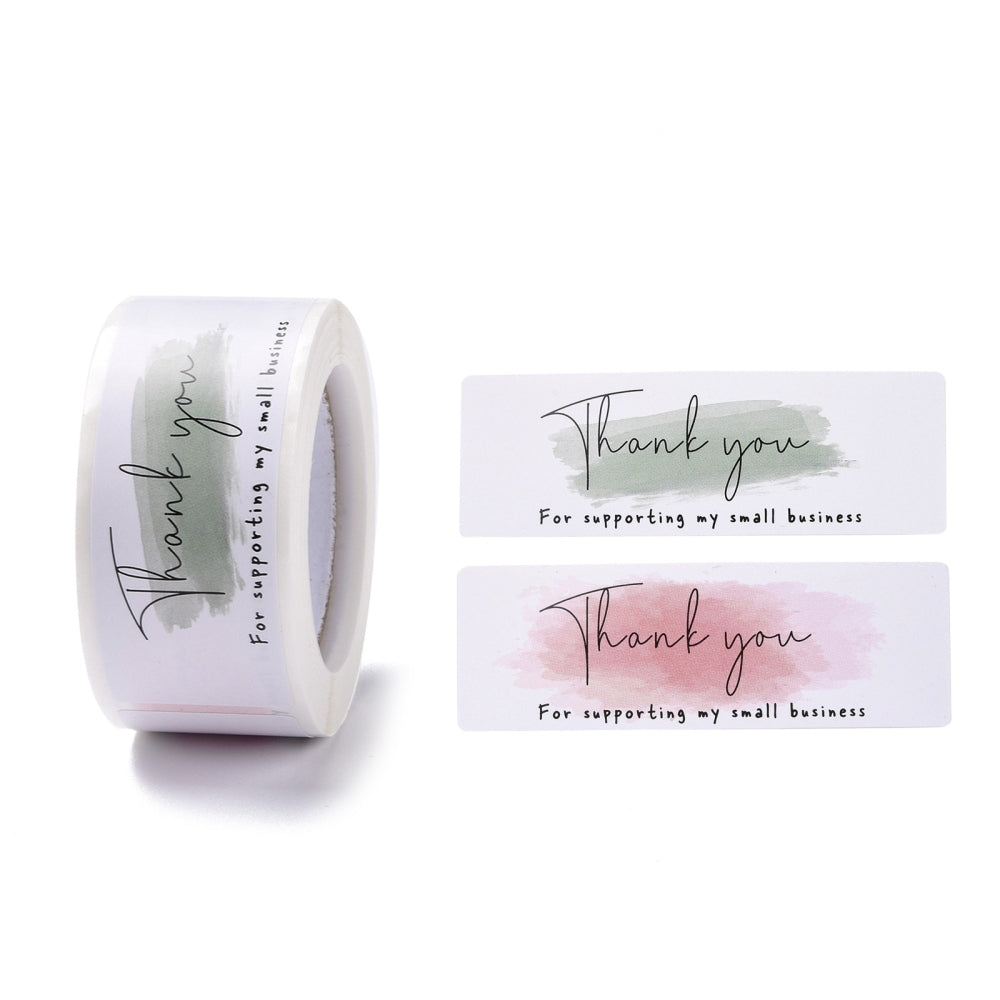 Paper Stickers 3x1 Inch / 7.5x2.5 CM (1 Roll, 150 Stickers) Thank You For Supporting My Small Business Printed Rectangle Multicolor Gift Packing Tags [jefs-dispcrdtool-00007-m15]