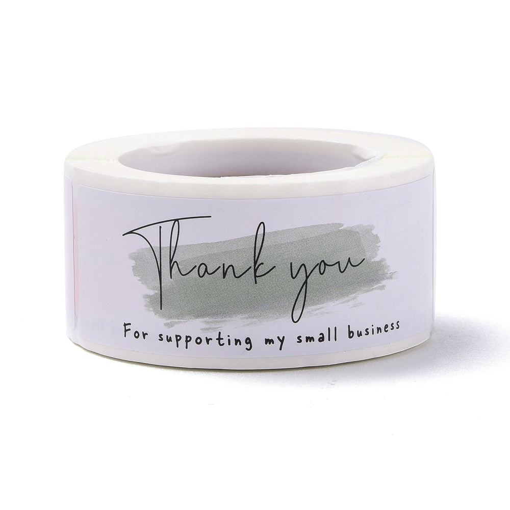 Paper Stickers 3x1 Inch / 7.5x2.5 CM (1 Roll, 150 Stickers) Thank You For Supporting My Small Business Printed Rectangle Multicolor Gift Packing Tags [jefs-dispcrdtool-00007-m15]