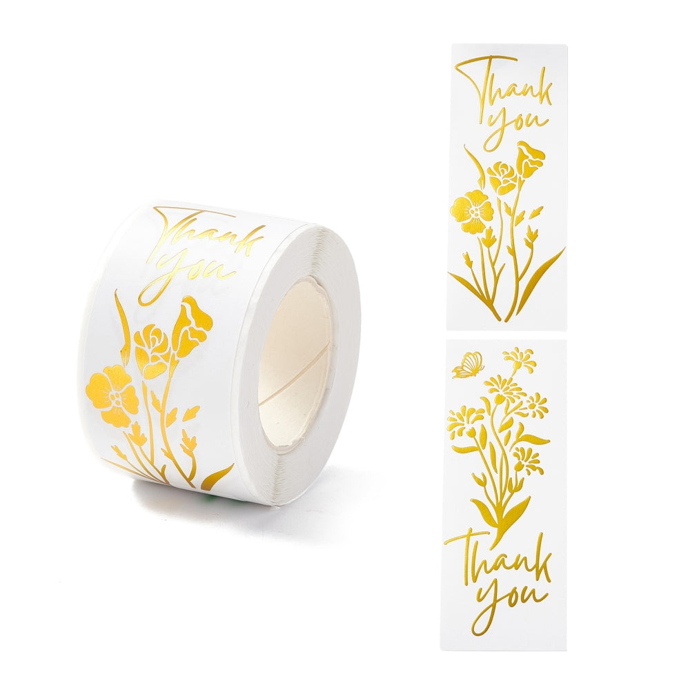Paper Stickers 3.1x1.1 Inch / 8x3 CM (1 Roll, 120 Stickers) Thank You Printed Rectangle Yellow Gift Packing Tags [jefs-dispcrdtool-00007-m18]