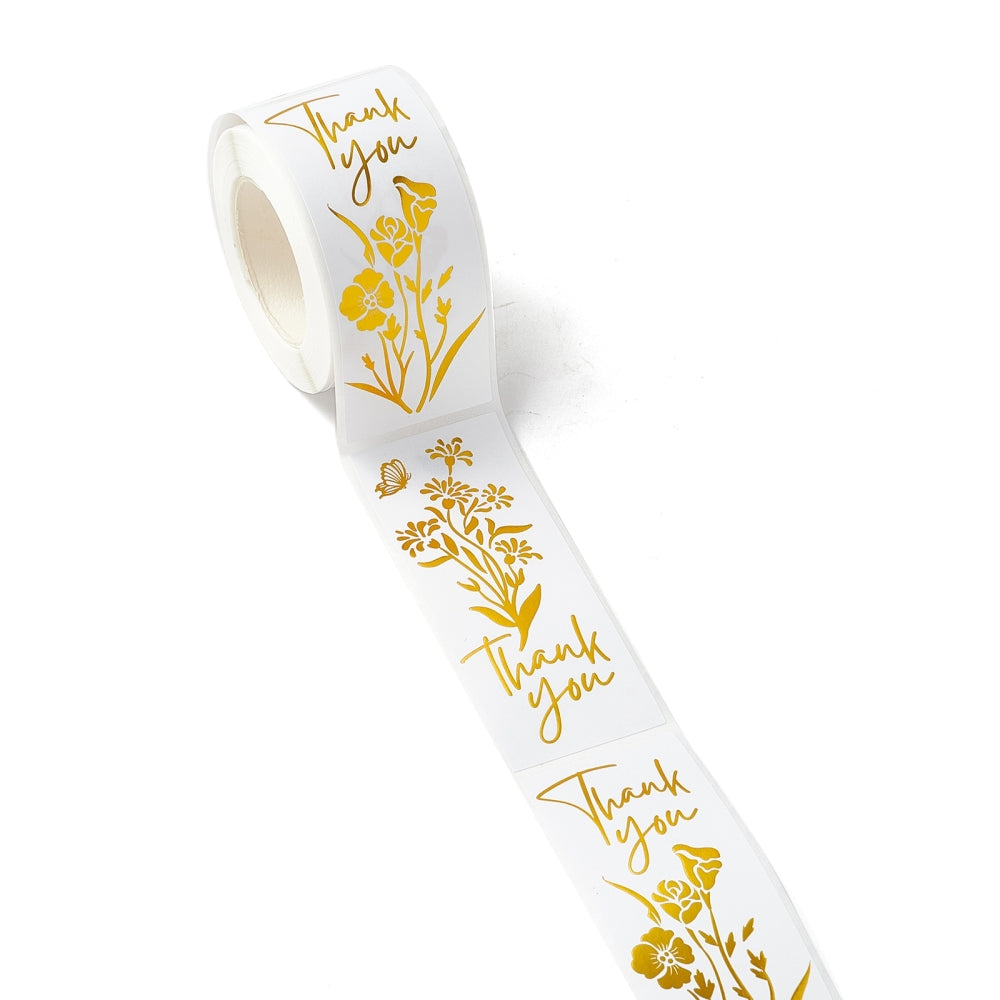 Paper Stickers 3.1x1.1 Inch / 8x3 CM (1 Roll, 120 Stickers) Thank You Printed Rectangle Yellow Gift Packing Tags [jefs-dispcrdtool-00007-m18]