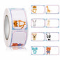 Paper Stickers 1.5x1 Inch / 3.7x2.5 CM (1 Roll, 350 Stickers) Blank With Cartoon Animals Theme Rectangle Multicolor Gift Packing Tags [jefs-dispcrdtool-00007-m24]