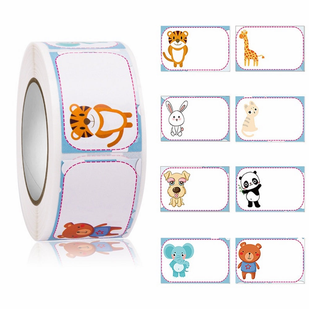 Paper Stickers 1.5x1 Inch / 3.7x2.5 CM (1 Roll, 350 Stickers) Blank With Cartoon Animals Theme Rectangle Multicolor Gift Packing Tags [jefs-dispcrdtool-00007-m24]