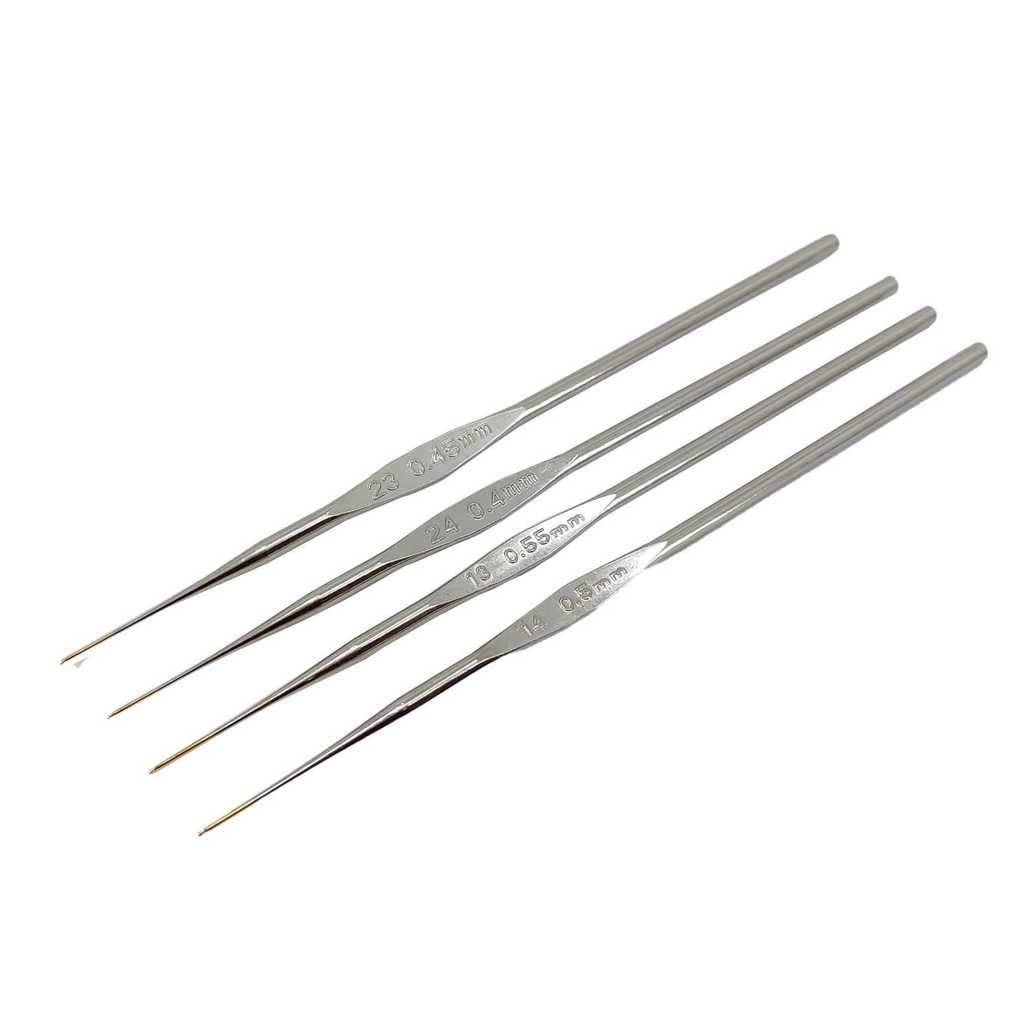 Stainless Steel Aari Sewing Needle (4 Sizes 0.4 MM 0.45 MM 0.5 MM 0.55 MM) Number 13, 14, 23, 24 For Garments Stitching Length 5 Inch [jefs-dispcrdtool-00036-mix1]