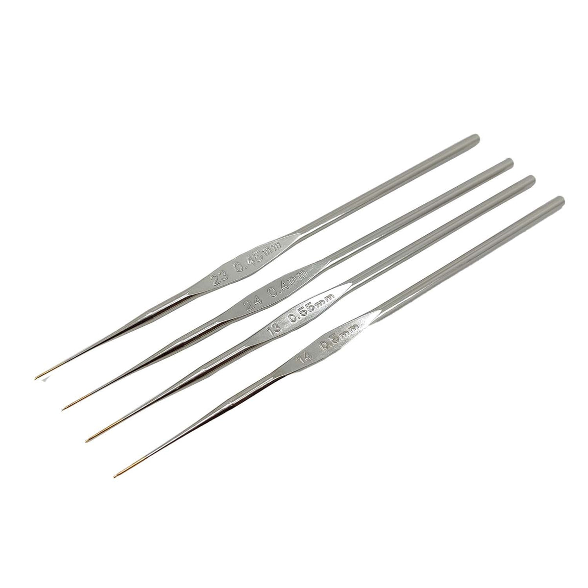 Stainless Steel Aari Sewing Needle (4 Sizes 0.4 MM 0.45 MM 0.5 MM 0.55 MM) Number 13, 14, 23, 24 For Garments Stitching Length 5 Inch [jefs-dispcrdtool-00036-mix1]