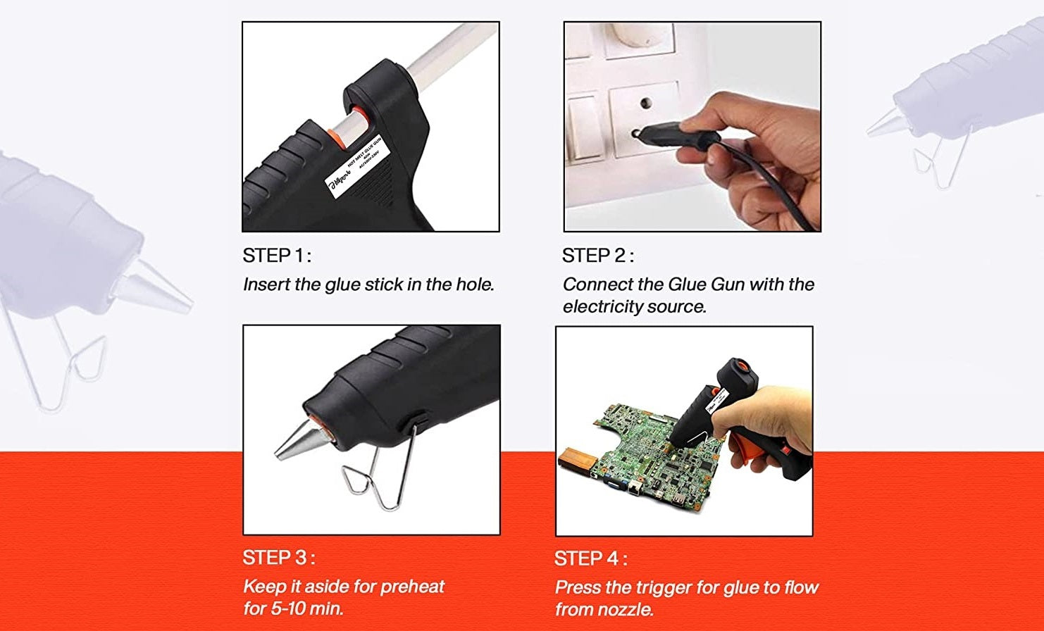 Glue Gun (1 Piece) 40 Watt Suitable For 11 MM Sticks Hot Melt Adhesive DIY Crafts Heating Multipurpose [jefs-dispcrdtool-00038-gun-m2]