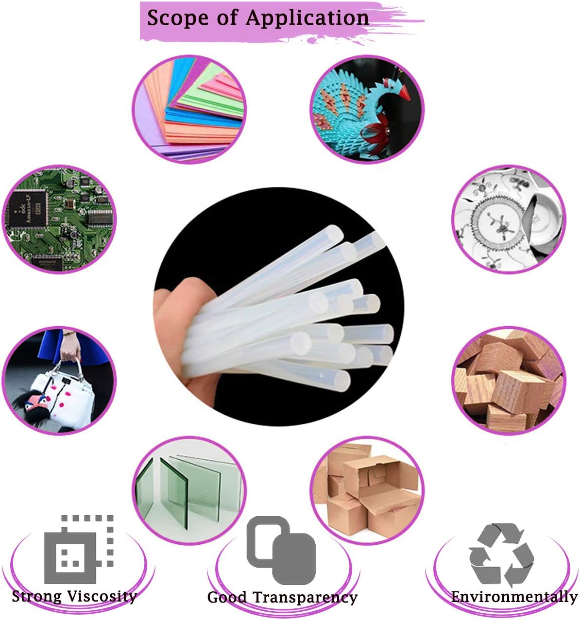 Glue Sticks (5 Pieces) 7 MM With Length 8 Inch Transparent Color For DIY Crafts Heating Multipurpose Hot Melt Adhesive  [jefs-dispcrdtool-00038-stik-m1]