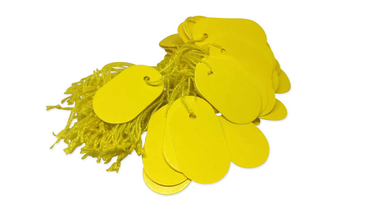 Paper Price Tags 3.6x2.2cm Oval Yellow (Sold as 1 set, 95-100 Tags/set) [jefs-dispcrdtool-00067-m3]