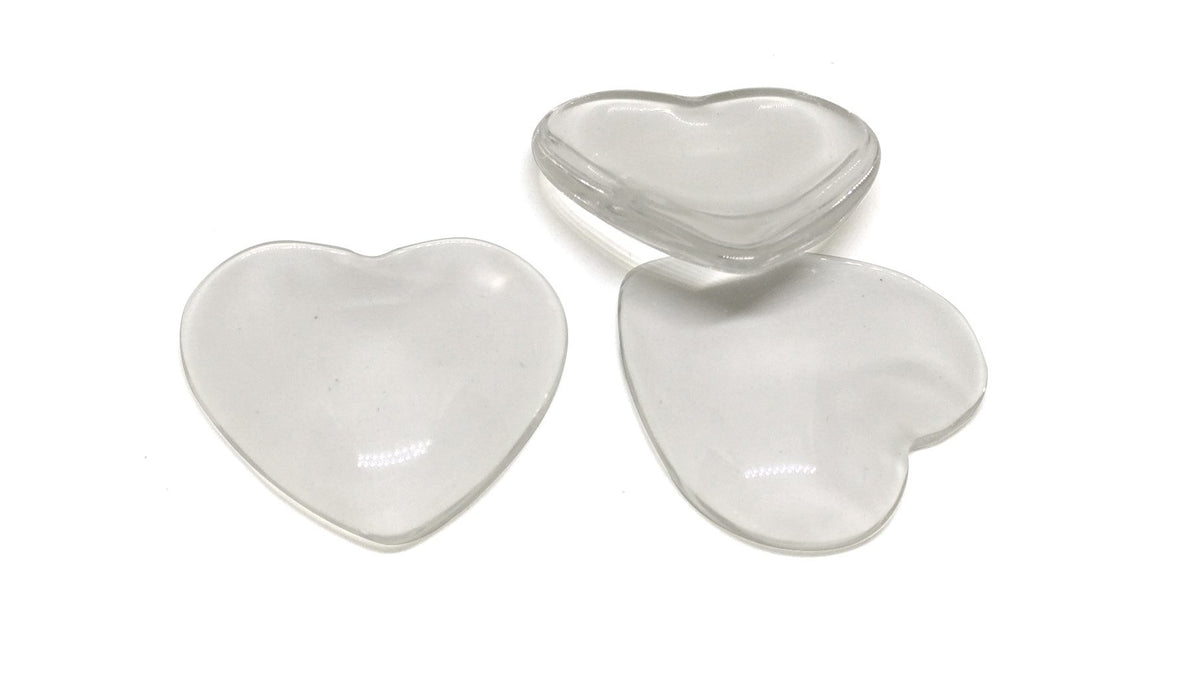 Glass Patch Embellishments Cabochons 35x35x7xmm Heart Transparent Color (Pack of 4 pieces) [jefs-embelshcabo-00001-m11]