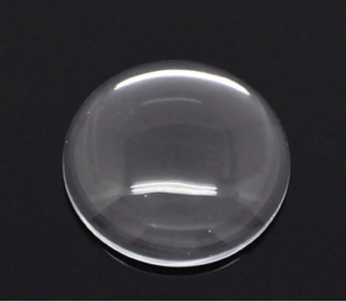 Glass Patch Embellishments Cabochons 20x6mm Round Dome Transparent Color (Pack of 10 pieces) [jefs-embelshcabo-00001-m16]