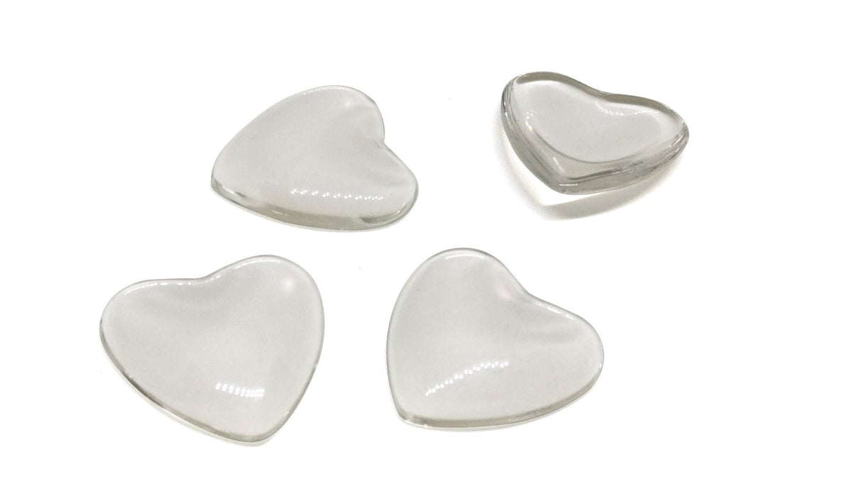 Glass Patch Embellishments Cabochons 25x25x6xmm Heart Transparent Color (Pack of 4 pieces) [jefs-embelshcabo-00001-m9]