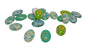 Glass Patches Embellishments Flower Print Cabochons With Fluroscent Effect 18x13x4xmm Oval Random Green Print (Pack of 4 pieces) [jefs-embelshcabo-00002-m10]