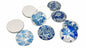 Glass Patches Embellishments Random Flower Print Cabochons 18x5mm Round Blue (Pack of 4 pieces) [jefs-embelshcabo-00002-m12]